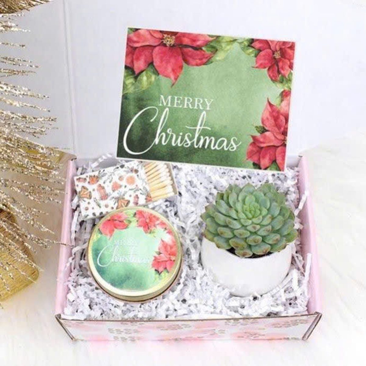 Set quà tri ân ( Sen đá + nến thơm + thiệp ) 6